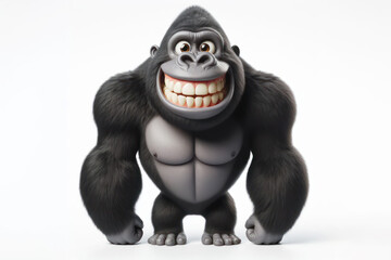 Fototapeta premium funny Gorilla with a big smile and big teeth on a white background