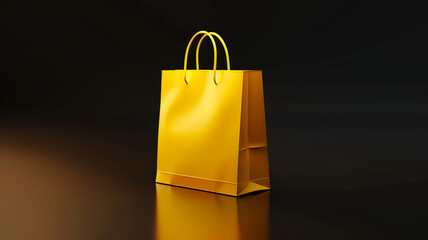 yellow shopping bag on a black background