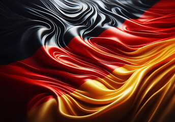 Eine wehende, wellenförmige  Deutschlandflagge als Hintergrund oder Textur