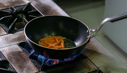 Close up of cooking in the frying pan.