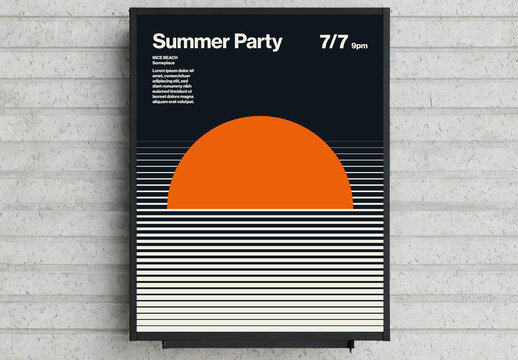 Orange Black Sunset Summer Party Poster Template