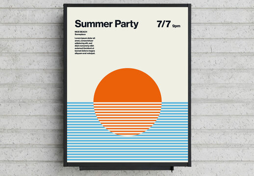 Summer Party Poster Template with Stripes.zip