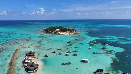 Aquarium Island At San Andres Providencia Y Santa Catalina Colombia. Blue Sea San Andres...