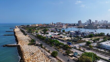 Church At Cartagena Das Indias Bolivar Colombia. Church Cartagena Das Indias Bolivar. Business Sky Background Downtown Cityscape. Business Outdoors Downtown Backgrounds Panoramic.