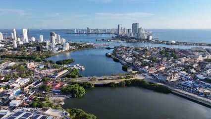 Cartagena Bay At Cartagena Bolivar Colombia. Public Space Cartagena Bolivar. Business Sky Downtown...