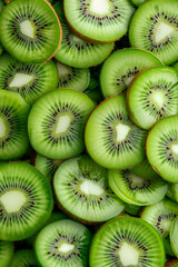Kiwi slices on the table top down view full frame