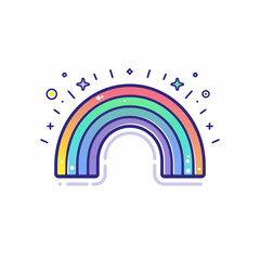 Hope-Symbolizing Linear Icon with a Rainbow for Positive Outlooks