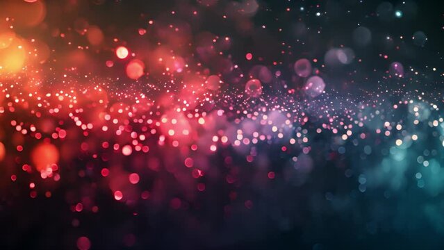 Multiple bright dots of bokeh lights of varying sizes against a dark backdrop, forming a mesmerizing pattern.