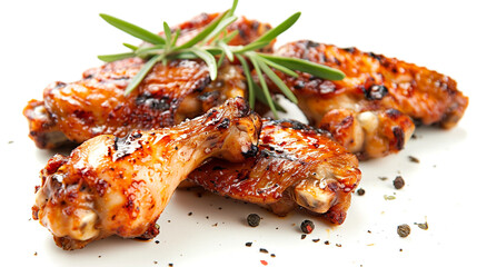 grilled chicken wings on white background