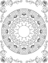 Printable Mandala Coloring Page for Adults. Educational Resources for School for Kids. Adults Coloring Book. Mandala Coloring Activity Worksheet.