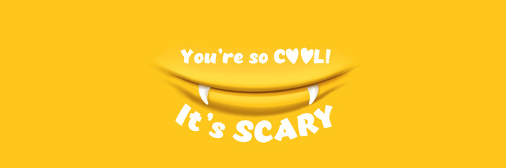you are so cool it's scary slogan and quote with funny cute monster and text. Valentines day banner with cute monster © zmiter