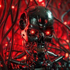 Obraz premium 3d skull cyberpunk skeleton fantasy artwork