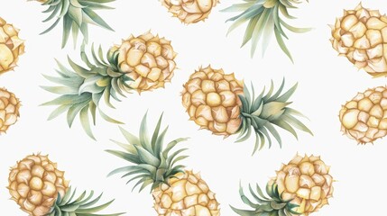 Fototapeta premium watercolor seamless pattern of pineapple.