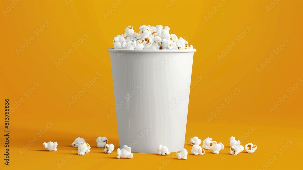 Aufkleber popcorn box with white paper isolated on a white background. modern realistic mock up of a bucket of