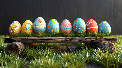 A Collection of Painted Easter Eggs Celebrating,
Colorful easter eggs are sitting on the grass in the style of realistic yet stylized
