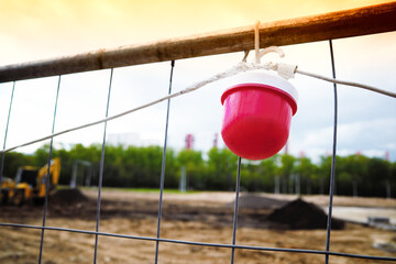 Construction lamp on fence object background