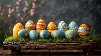 A Collection of Painted Easter Eggs Celebrating,
Many Easter eggs in the forest realistic
