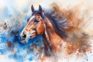 brown horse watercolor wallpaper