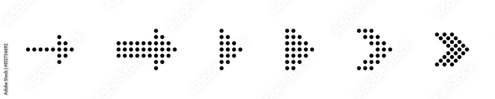 Poster dotted arrows vector icon set. arrow dots style icons.
