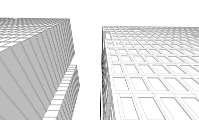 Office building sketch 3d rendering