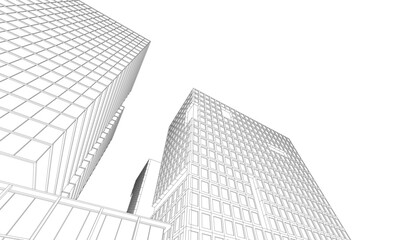 Fototapeta premium Office building sketch 3d rendering