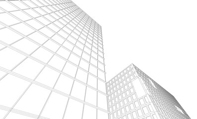 Fototapeta premium Office building sketch 3d rendering