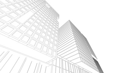 Fototapeta premium Office building sketch 3d rendering