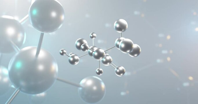 Threonine rotating 3d molecule, molecular structure of amino acid, seamless video