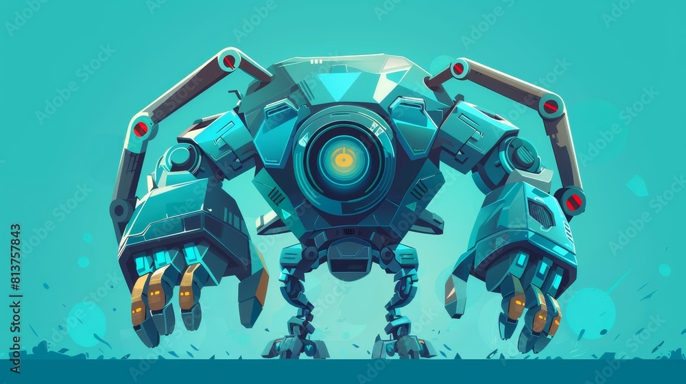 Poster cartoon modern illustration of artificial intelligence robot on a white background. robotics develop