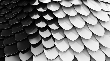 Black and white abstract scale pattern, wallpaper background, 3d illustration