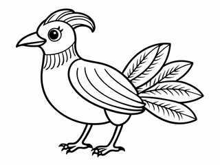 a cute coloring book for children that is still black and white, but waiting for colors and then it will become a wonderful colorful bird.
