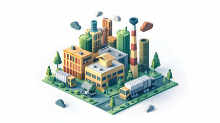 Optimizing Supply Chains for Sustainability: Ethical Sourcing and Reduced Environmental Impact in Simple Flat Design Icon   Isometric Scene Concept for Companies