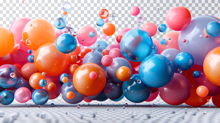 Abstract Composition with Colorful Random Flying,
Colorful balls are on a black background with colorful bubbles
