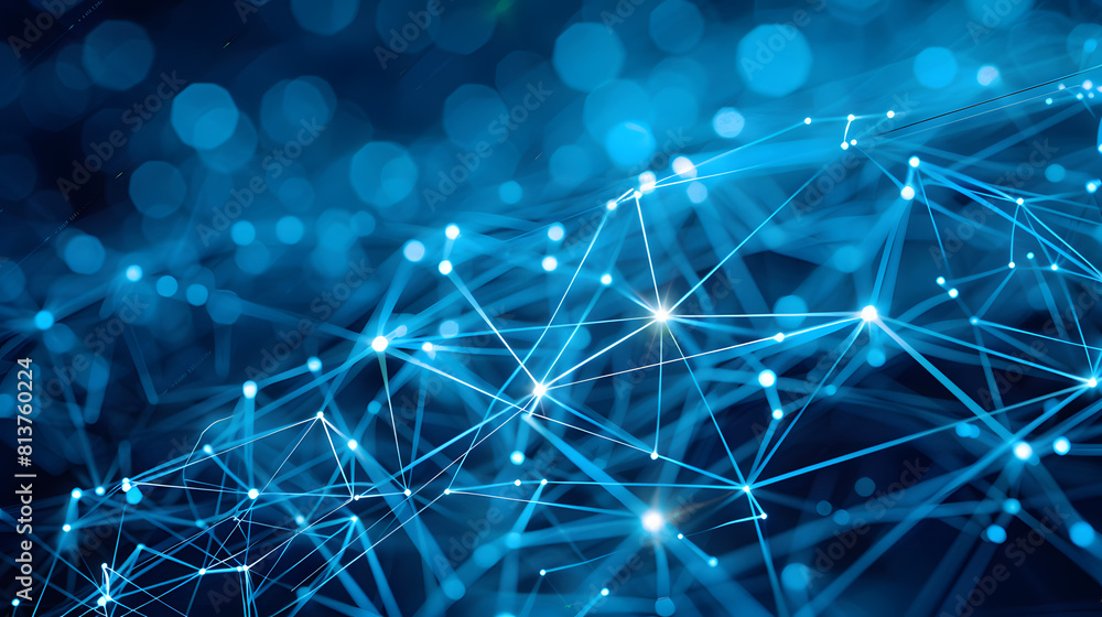 Poster abstract blue background with connecting dots and lines. network concept.