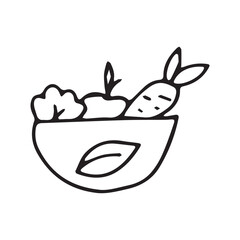 vegetables. salad. fruits. food. diet. dietary. sweet. tasty. set. natural. fresh. juicy. Doodle.