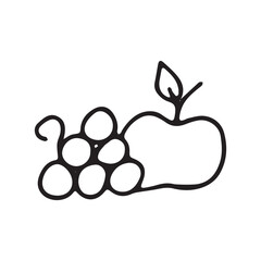 vegetables. salad. fruits. food. diet. dietary. sweet. tasty. set. natural. fresh. juicy. Doodle.