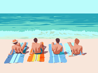 Serene Beachside Relaxation for Men with Ocean View and Colorful Towels