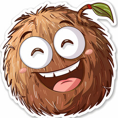 Obraz premium Cute coconut catoon on a White Canvas Sticker,vector image