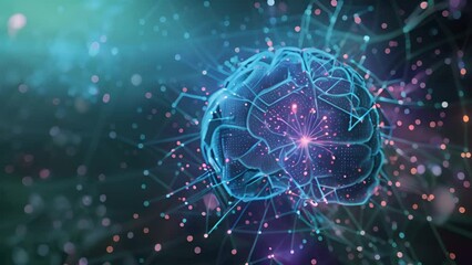 A digital brain with neural connections glowing against a dark background, symbolizing artificial intelligence. - Powered by Adobe