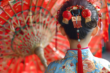 Celebration of the Chinese New Year. Traditional objects.