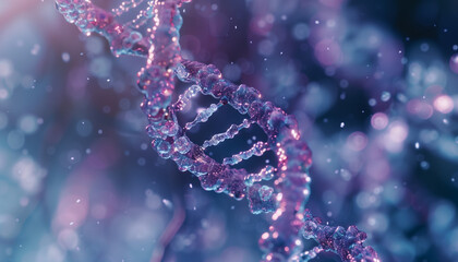 Beautiful colored bright abstract futuristic scientific glowing Double Helix DNA strand. AI generated