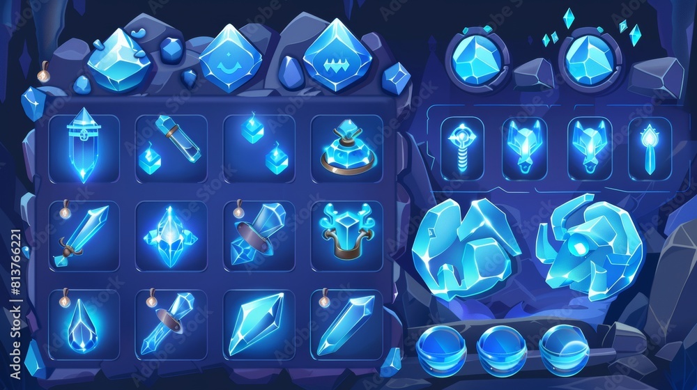 Poster the user profile ui elements for the game include an avatar, bars, and icons displayed in round and 