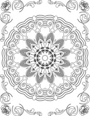 Printable Mandala Coloring Page for Adults. Educational Resources for School for Kids. Adults Coloring Book. Mandala Coloring Activity Worksheet.