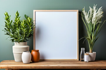 Frame mockup with floral environment