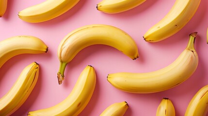 AI generated illustration of banana pattern on pink backdrop