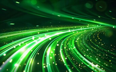 Green Light Trails, Long Time Exposure Motion Blur Effect. Very beautiful Vector Illustration