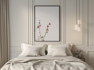 Modern bedroom design for a residential apartment with space to mock up your own picture or text