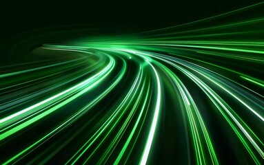Green Light Trails, Long Time Exposure Motion Blur Effect. Very beautiful Vector Illustration