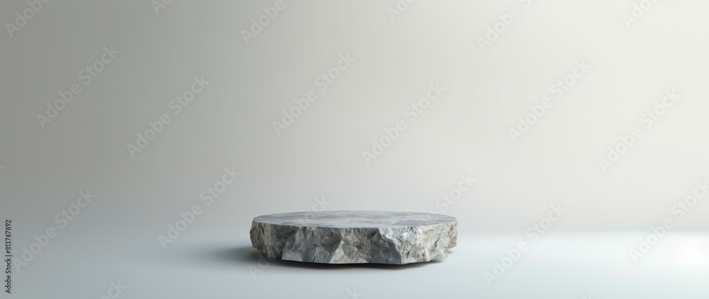 Wall mural stone podium for the product. platform made of rock for cosmetics on a white background. minimalisti