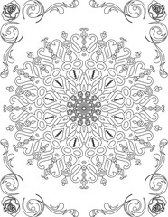 Printable Mandala Coloring Page for Adults. Educational Resources for School for Kids. Adults Coloring Book. Mandala Coloring Activity Worksheet.
